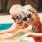 a man and woman in a pool